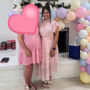 Elegant Pink Ruffled Women's Dress